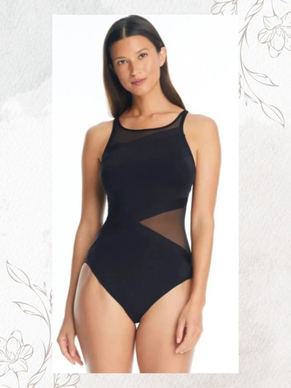 Bleu Rod Beattie Gorgeous Mesh Swimsuit Black NWT Sz 14